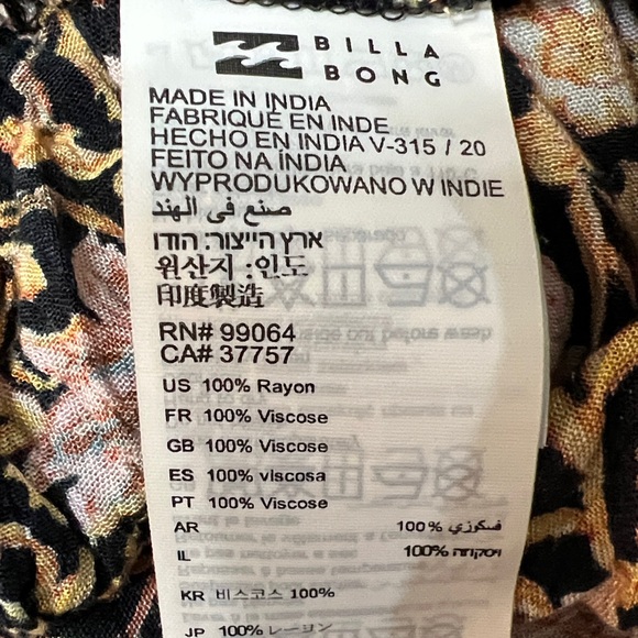 Billabong Women’s ‘Split Spirit’ Floral Print Wide Leg Pull on Pants. Medium. - Picture 12 of 15